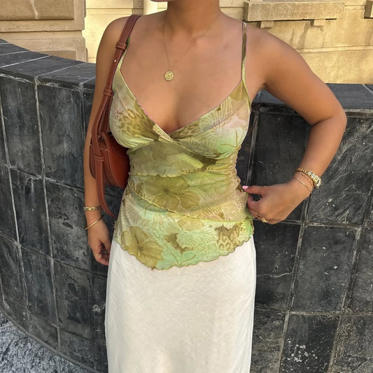 Royal Bloom Sheer Floral Camisole