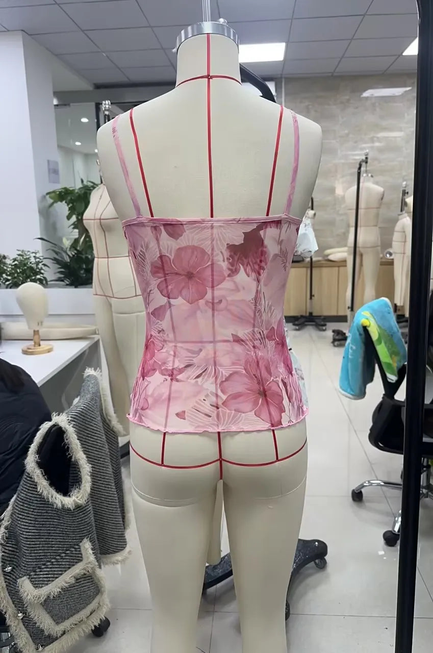 Royal Bloom Sheer Floral Camisole