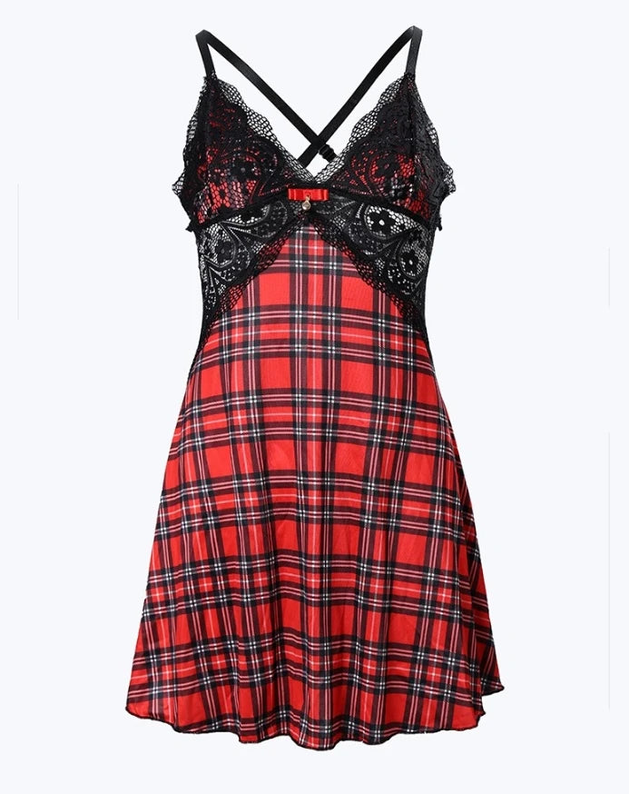 Regal Lace-Trim Mini Dress