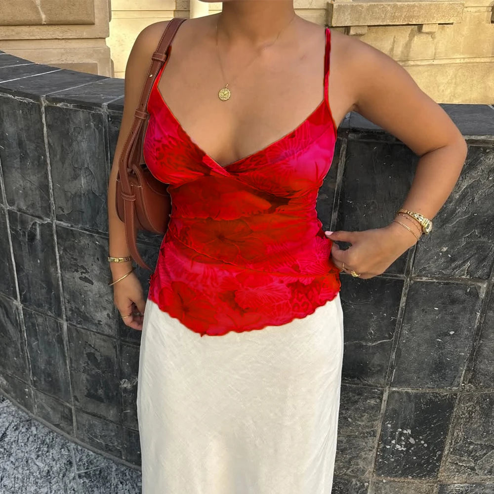 Royal Bloom Sheer Floral Camisole