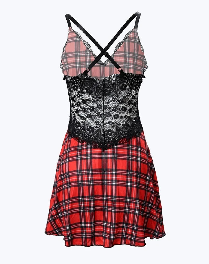 Regal Lace-Trim Mini Dress