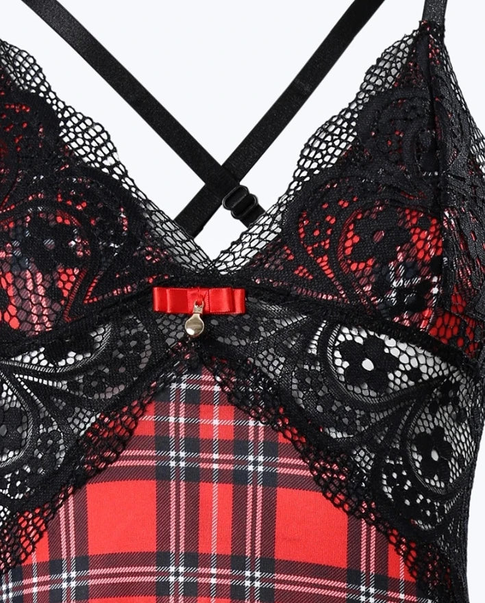 Regal Lace-Trim Mini Dress