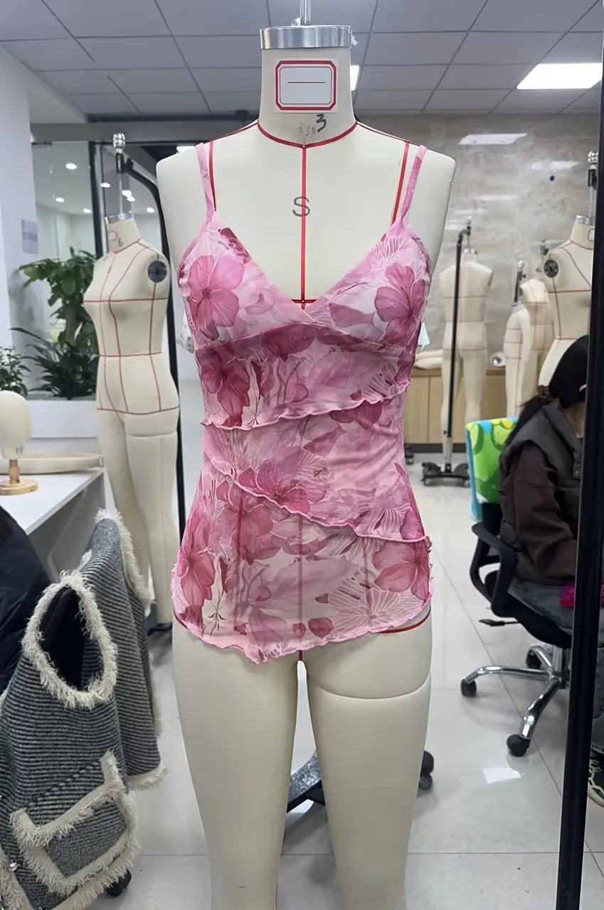 Royal Bloom Sheer Floral Camisole