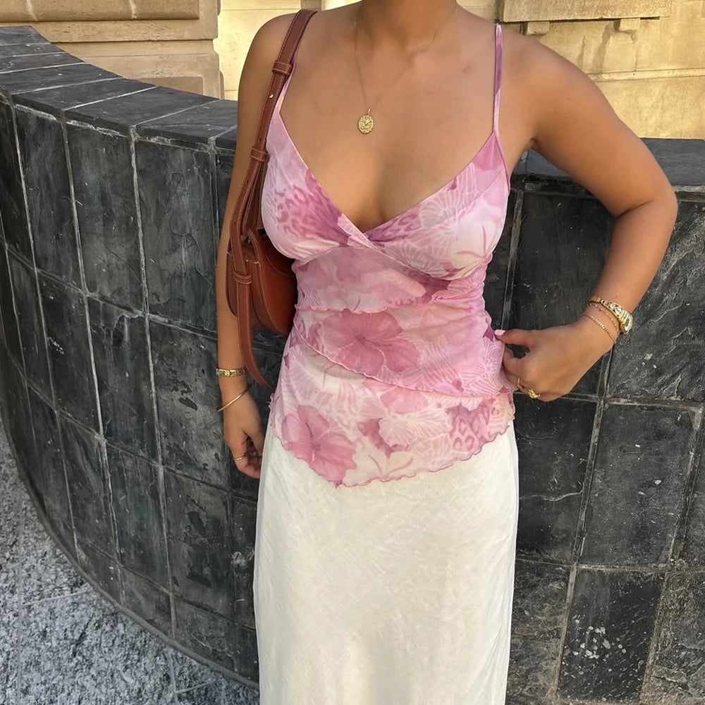 Royal Bloom Sheer Floral Camisole